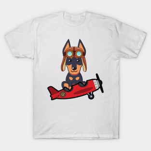 Cute alsatian is in a vintage plane T-Shirt